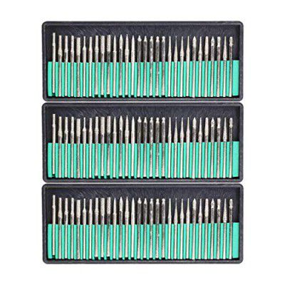 DIY Crafts 30 Pcs Diamond Rotary Burr Drill Bit Set Engraving Tools 3mm Shanks Drill Bit Sets (90 Pcs Pack 30x3 = 90, Diamond Burr)