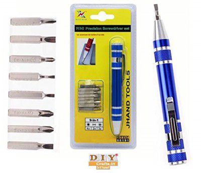 Diy Crafts 6987 9 in 1 Precision Screwdriver Set Pen Style Mini Torx Slotted Multi Use, Multicolor