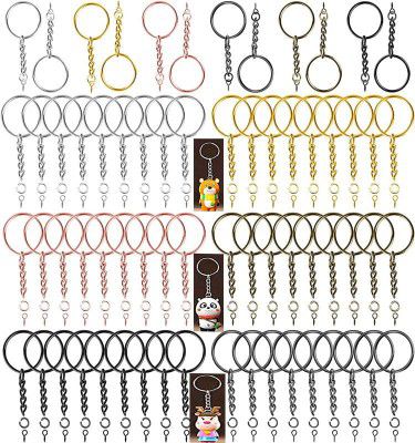 DIY Crafts Nickel Silver, Pack of 10 Pcs, Split Key Rings with Chain Bulk