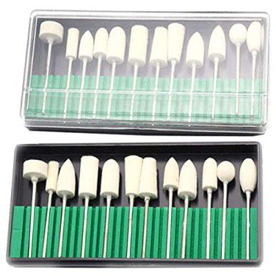 DIY Crafts Pack Of 1 Set, Off White, 12 Pcs Wool Bit Set Woolen Polishing Bits Electric Manicure Drill Bit Set (Pack Of 1 Set, Off White)