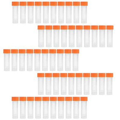 DIY Crafts Pack Of 125 Pc, Clear Color, Plastic Clear Color Graduated Vial Tube with Screw White & Random Caps Refilla (Pack Of 125 Pc, Clear Color)