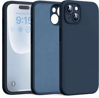 DIZORO iPhone 15 Camera Protection Case 6.1, Slim Liquid Silicone 3 Layers Full Covered Soft Gel Rubber Phone Case Protective Cover 6.1 Inch - Blue