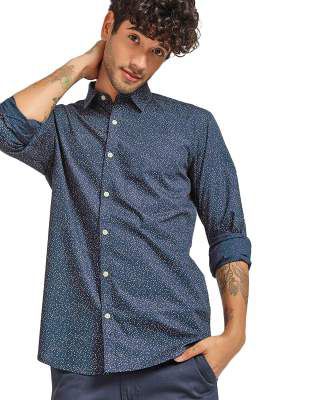 DJ&C by Fbb Men's Printed Regular Fit Casual Shirt