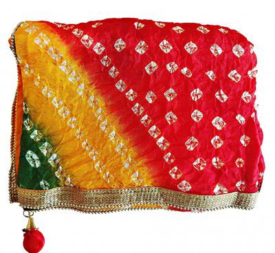 DL TRADRES Jaipuri Rajasthani Fashion Womens Traditional Bandhani Bandhej Dupatta