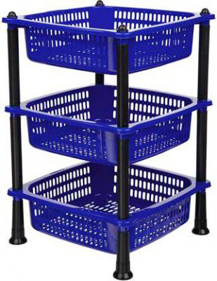 DM PLUS Plastic Fruit & Vegetable 3-Layer Kitchen Trolley Plastic Kitchen Trolley  (DIY(Do-It-Yourself))