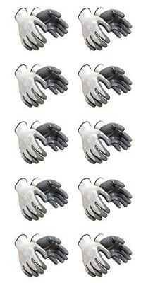DMC Nylon Industrial & Home Safety Cut Resistant Hand Gloves (White & Grey) - 10 Pairs