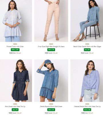 Ajio : Upto 75% Off On Dnmx Womens Clothing Starts At ₹81