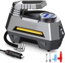 Dobros Portable Tyre Inflator for Car - Car Accessories, 12V DC Auto Cut Off Pump with Digital Pressure Gauge, 100PSI with Emergency LED Light, Pump for Cycle, Bike, Balloon (Black)...
