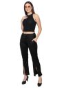 dockstreet Women's Stylish Elastic High Waist Split Hem Flare Leg Elegant Casual Comfortable Trousers...