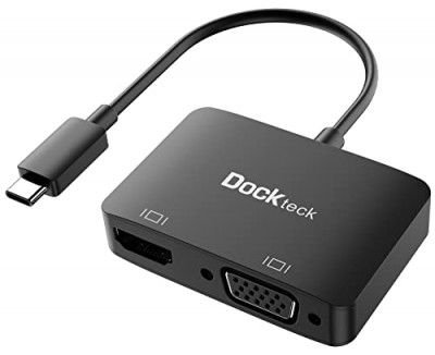 Dockteck USB C to HDMI VGA Adapter - 2 in 1 for MacBook Pro/Air, iPad Pro, Chromebook, Surface, Dell XPS, Galaxy