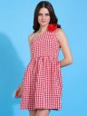 DODO & MOA Checked Fit & Flare One Shoulder Mini Dress...