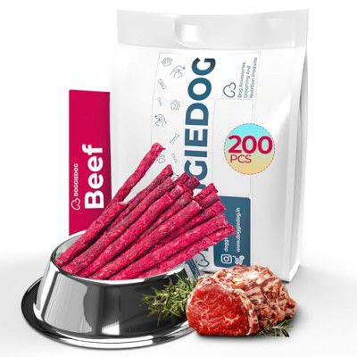 DOGGIE DOG food chicken dog treats, dog biscuits. Adult Dog Bone and Puppy Food. (2 KG - Beef Chew Sticks RED)