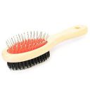 Dogista 2 in 1 Nylon Bristles & Rounded Pins with Wooden Handle Dog, Cat, Puppy Pet Grooming Brush for Large and Adult Dogs of All Breeds (Large, Pack of 1)...