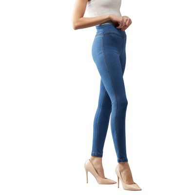 Dolce Crudo Women's Blue Super Skinny Fit High Rise Regular Length Denim Stretchable Jeggings