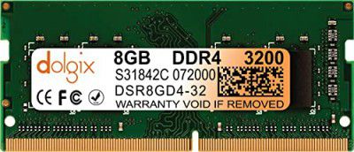 Dolgix 8GB DDR4 RAM|3200MHz RAM | Laptop/Notebook RAM| CL-22 |Laptop-Memory|SO-DIMM | PC4-25600|1Rx8 Single Rank |3- Year Warranty- (Made in India)