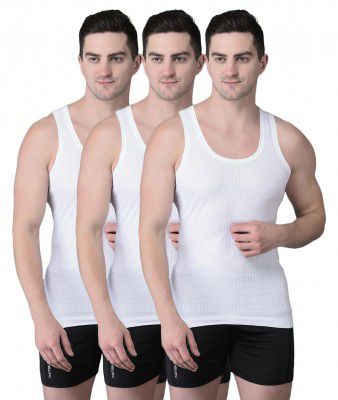 Dollar Bigboss Men's Hutch White RN Vest (Pack of 3)