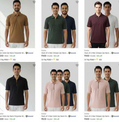 Upto 79% OFF - Dollar Mens Zipper Polos