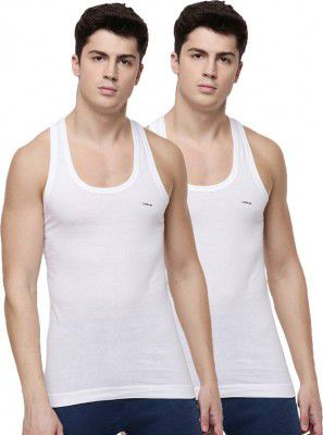 Dollar  Pck of 2 Dollar Lehar Combed Cotton Mens White Vest Men Vest