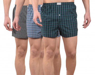Dollar Pack of 3 Cotton Checkered Men Boxer