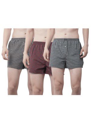 Dollar Pack of 3 Cotton Checkered Men Boxer