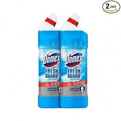 Domex Fresh Guard Disinfectant Toilet Cleaner Liquid, Ocean Fresh, 1 L| Pack of 2 ,Freshness for 100 Flushes