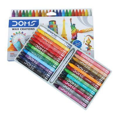 DOMS Non-Toxic Extra Long Wax Crayon Set in Cardboard Box (24 Assorted Shades x 3 Set)