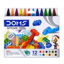 DOMS Non-Toxic Groove Plastic Crayons (12 Assorted Shades)...