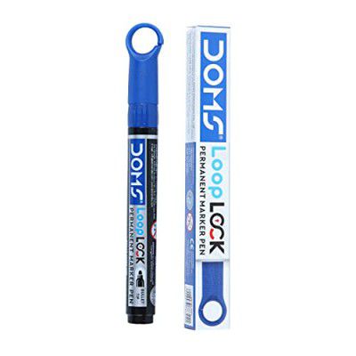 Doms Refilo Non-Toxic Hi-Tech Refillable Loop Lock Permanent Ink Pens (Blue x 20 Set)