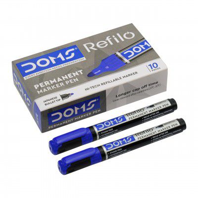 Doms Refilo Non-Toxic Hi-Tech Refillable Permanent Ink Pens (Blue x 20 Set)