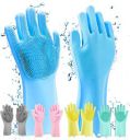 Domum Silicone Dish Washing Gloves, Silicon Cleaning Gloves, Silicon Hand Gloves for Kitchen Dishwashing and Pet Grooming, Great for Washing Dish, Car, Bathroom (Multicolor, 1 Pair)...