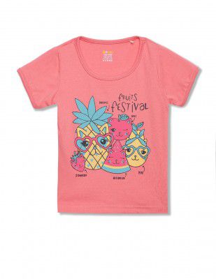 Donuts Baby-Girls Regular T-Shirt (DOIGRNK10080O04 Pink 06M)