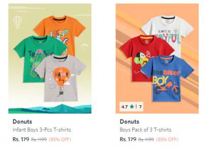 Donuts Tshirts Kids Dress Stars ₹179