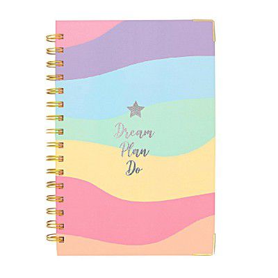 Doodle Undated Daily Planner I A5 I Hard Cover I Wiro Bound I192 Ruled Pages I 80 GSM (Rainbow Plans)