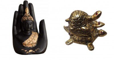 Dorvik Palm Buddha with Tier Feng Shui Turtle for Home & Office