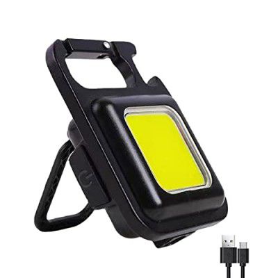 DOTCOM COB Keychain Light,Rechargeable Led Small Flashlight 500 Lumens Bright 4 Light Modes Pocket Emergency Work Light (Yellow-Pack 1)