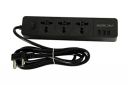 DOTCOM Extension Cords with USB Solts, 3 USB Ports 3 Way Outlets Power Strips with USB Surge Protection Black Extension Lead with 2 Meter 3-Pin Power Extension Board...
