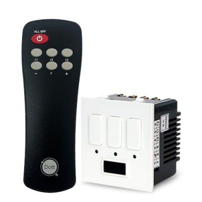 Dott System NEW and IMPROVED Modular Remote Control Switch CUBE 2.1 for 2 lights and 1 fan with | A Home Automation Device for Home And Office