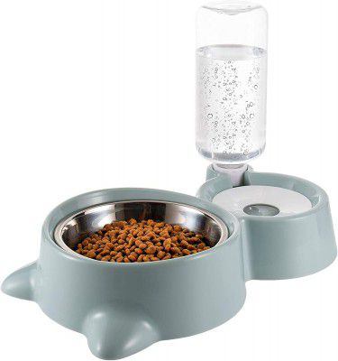 Double Dog Cat Bowls, Water and Food Bowl Set with Detachable Stainless Steel Bowl | Automatic Water Dispenser Bottle | Pet Feeder