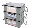 Double R Bags Clothes Organizers Storage Bag,with Reinforced Handle Very suitable storage room for clothes, bedding, perfect organization system (Grey, Pack of 3)...