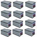 Double R Bags Foldable Closet Organizer, Shirt Cover | Shirt Organiser | Clothing Storage Box with Clear Window (Grey,Pack of 12)...