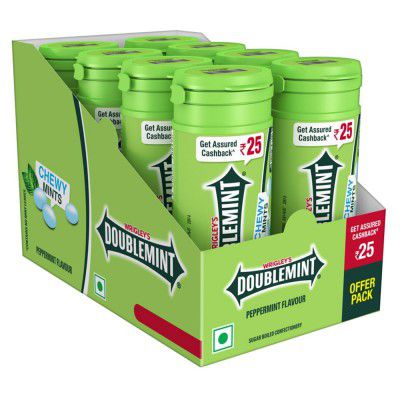 Doublemint Chewy Tube | Peppermint Flavour |  32 Chewy Mints | 27.3 g | Pack of 8