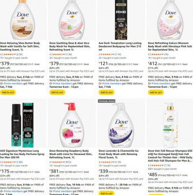 Amazon : Upto 68% OFF - Dove & Axe Beauty Products