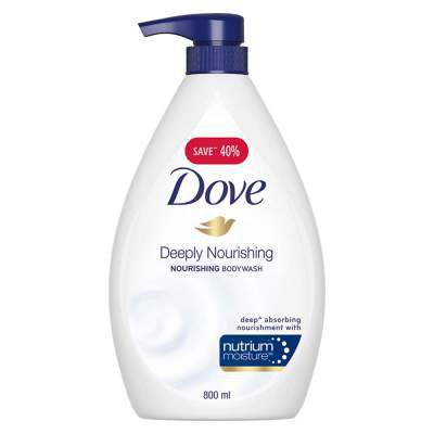 Dove Deeply Nourishing Body Wash, With Exfoliating Beads For Softer, Smoother Skin - 800 ml