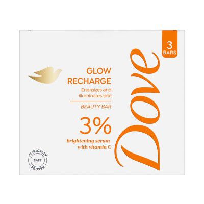 Dove Glow Recharge Serum Beauty Bar | 3% Brightening serum + Vit C | 375g (125g x 3)