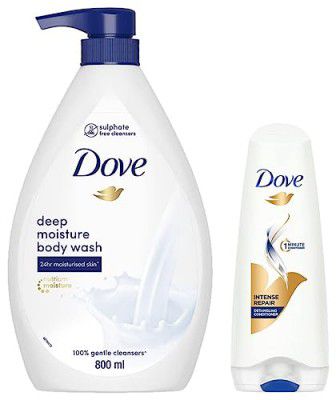 Dove Hair Therapy Intense Repair Conditioner, 175ml And Dove Deeply Nourishing Body Wash, 800 ml