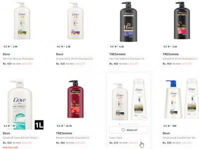 Myntra: UP TO 70% OFF - Dove, Head & Shoulders, Pantene & Tresemme Shampoo