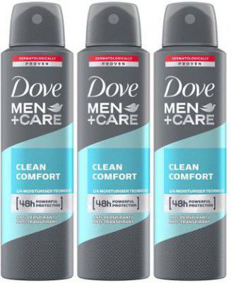 DOVE Men+Care Clean Comfort Dry Spray Antiperspirant Deodorant (Pack of 3) Deodorant Spray - For Men  (450 ml, Pack of 3)
