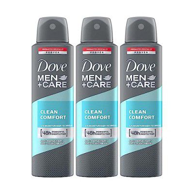 Dove Men+Care Clean Comfort Dry Spray Antiperspirant Deodorant, 150 Ml (Pack Of 3)