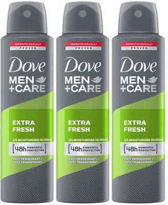 DOVE Men+Care Extra Fresh Dry Spray Antiperspirant Deodorant (Pack of 3) Deodorant Spray - For Men  (450 ml, Pack of 3)