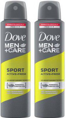 DOVE Men+Care Sport Active + Fresh Dry Spray Antiperspirant Deodorant (Pack of 2) Deodorant Spray (300 ml, Pack of 2)